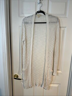 Michael Kors lightweight White Open-Front Ribbed Cardigan size Large